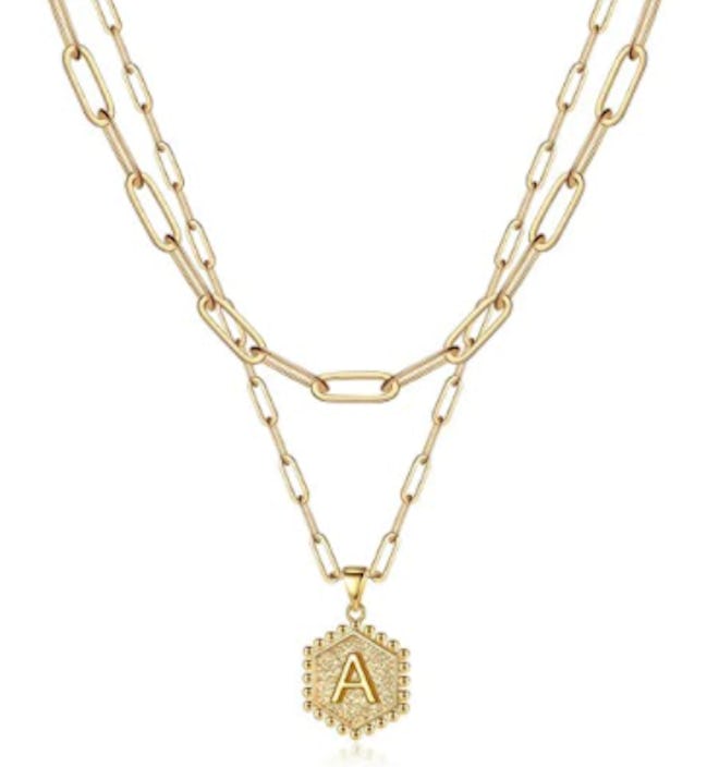 M MOOHAM Layered Initial Necklaces