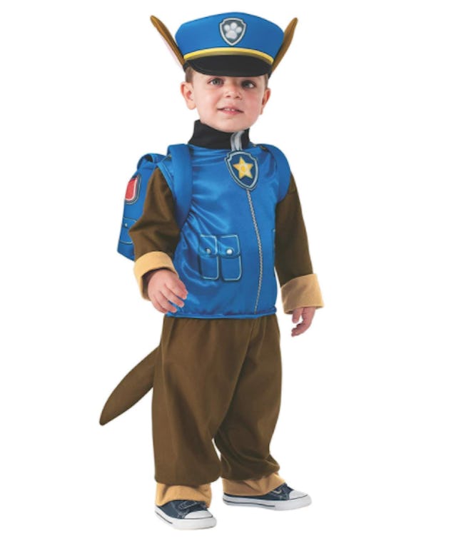 Toddler dressed as Chase from Paw Patrol