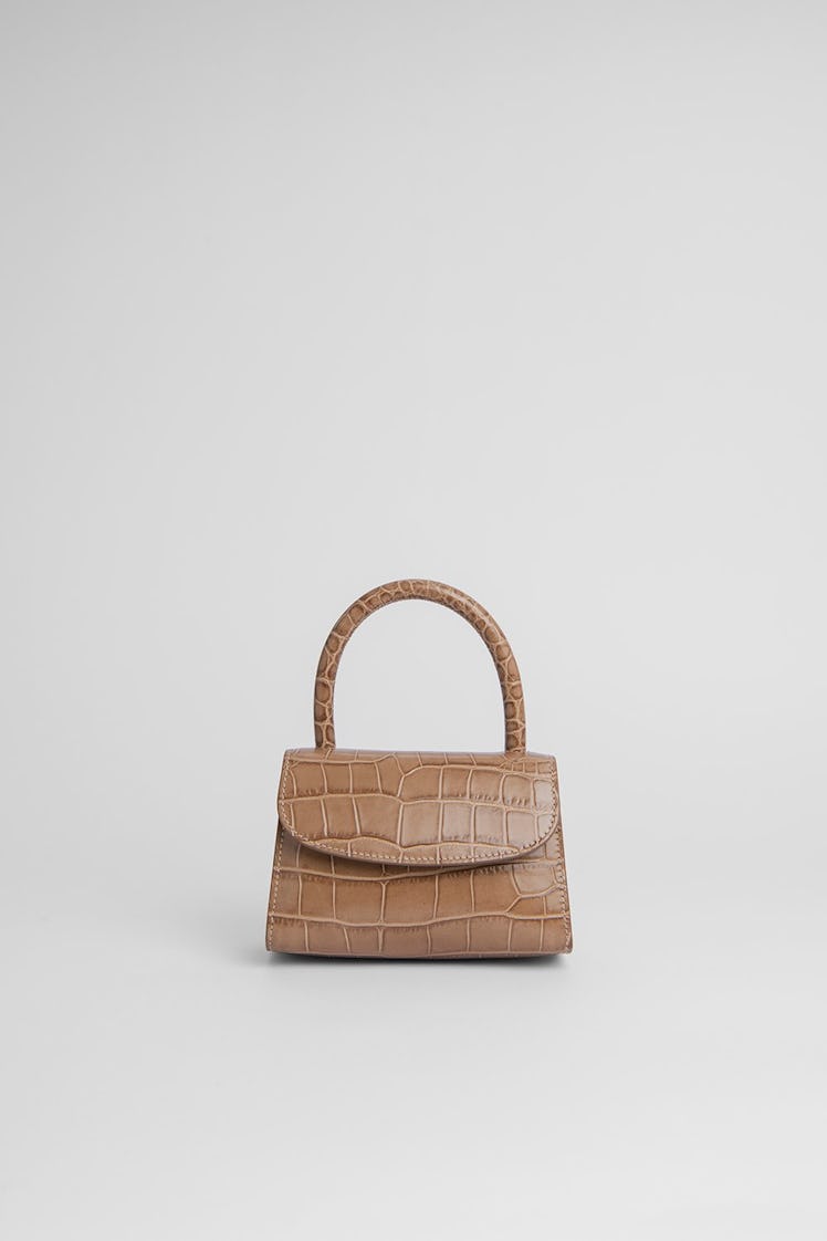 Mini Taupe Croco Embossed Leather Bag from BY FAR.