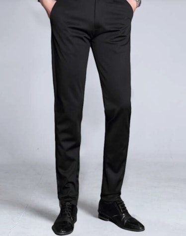 men's black solid tailored pants