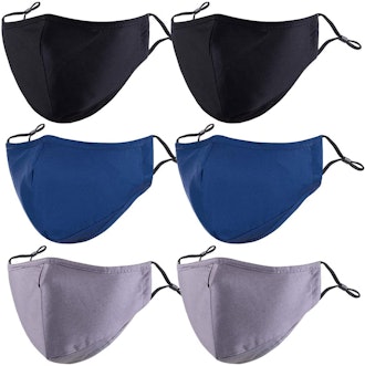 PAGE ONE Unisex Cotton Cloth Face Masks (6-Pack)