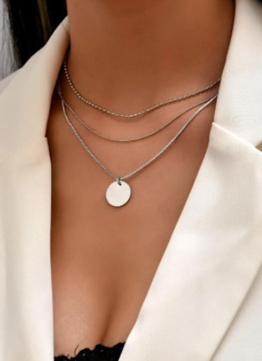 disc pendant layered necklace