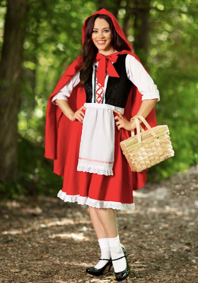 Woman dressed as Little Red Riding Hood