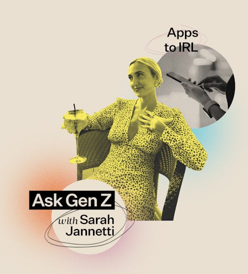 Sarah Janetti next to an "Ask Gen Z" text sign