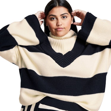 Striped Turtleneck Pullover Sweater 