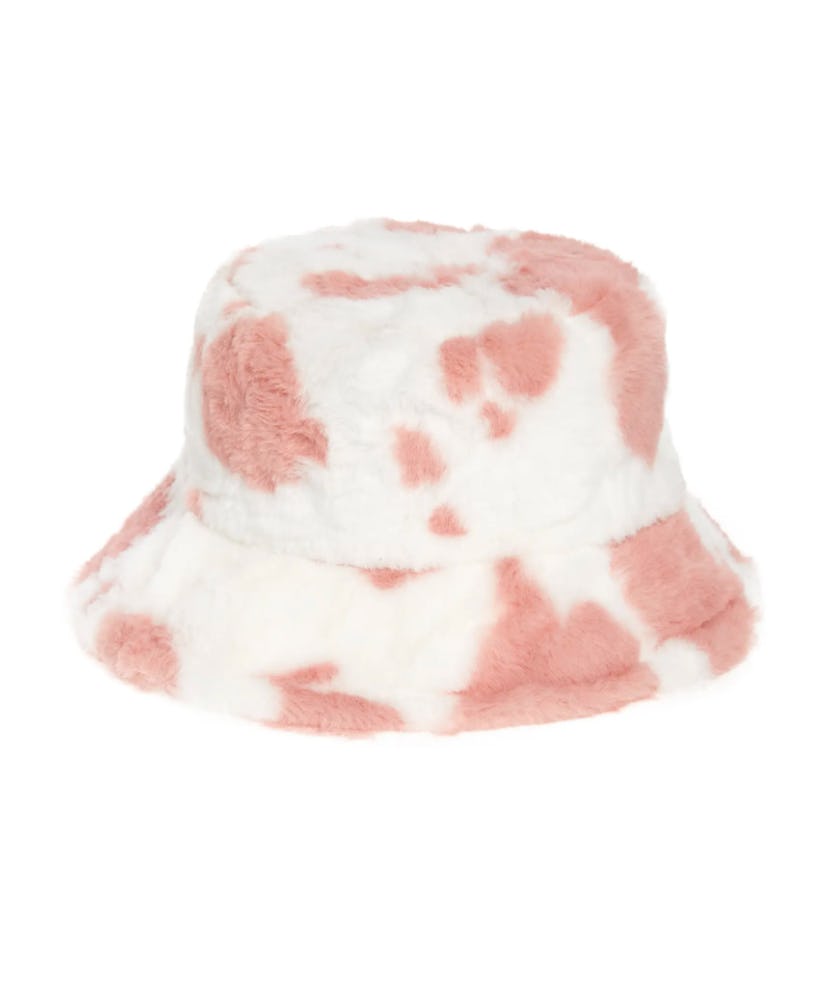 Cow Print Fleece Bucket Hat