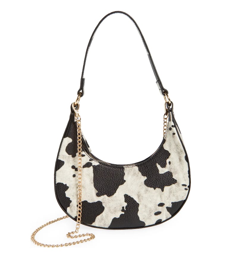 Dara Cow Print Mini Crescent Shoulder Bag