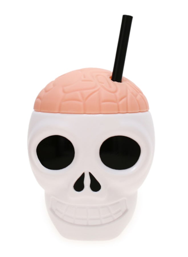This skull-shaped Halloween sipper cup with lid and straw is available at Five Below.