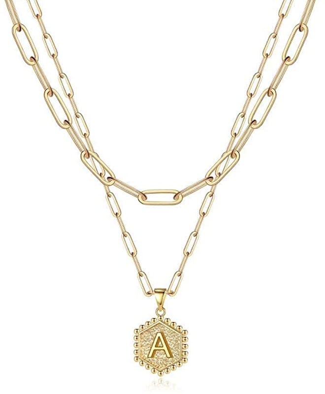 M MOOHAM Dainty Layered Initial Necklace