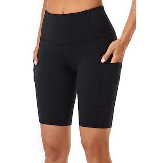 Oalka Side Pocket High Waist Workout Shorts