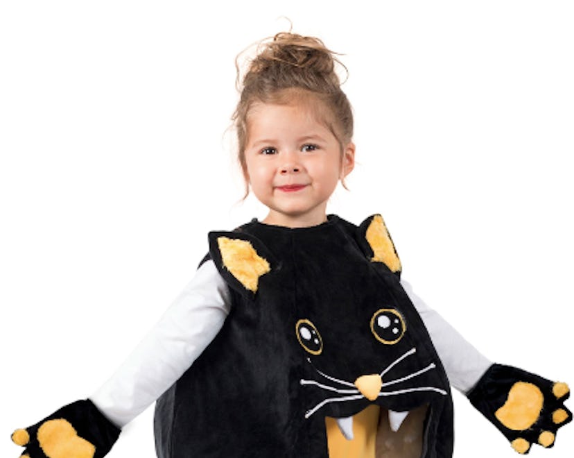 Girl dressed in a Halloween cat costume
