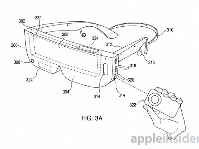 A mock-up sketch of the forthcoming AR/VR Apple headset
