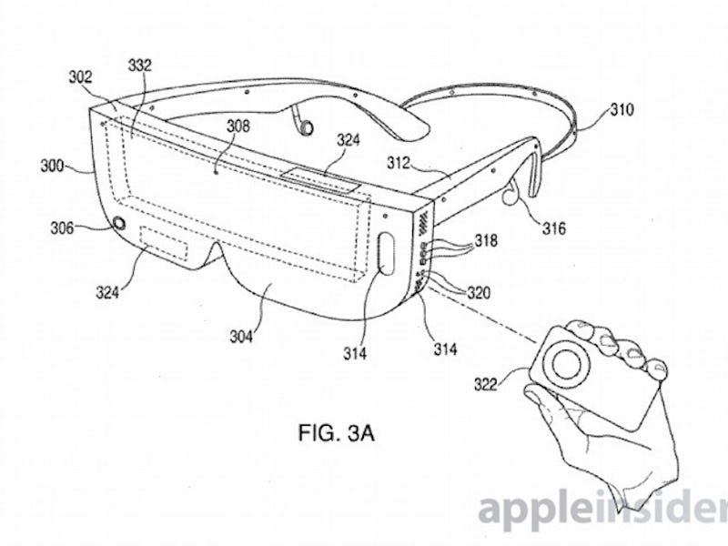 A mock-up sketch of the forthcoming AR/VR Apple headset 