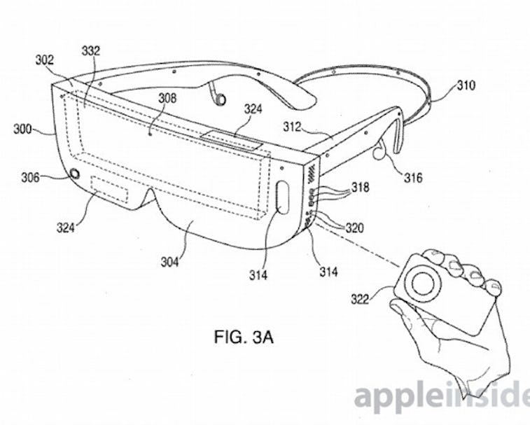 A mock-up sketch of the forthcoming AR/VR Apple headset 