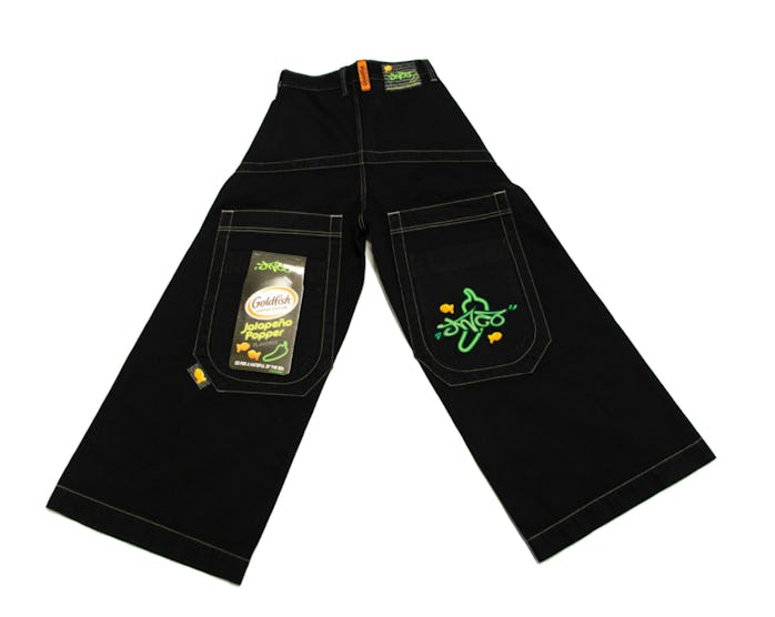 JNCO jeans x Goldfish jalapeño popper campaign