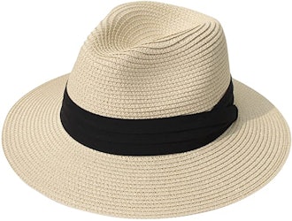 Lanzom Wide Brim Straw Sun Hat