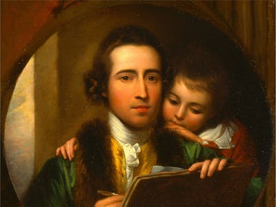 The Artist and His Son Raphael Self-Portrait with Raphael West, Benjamin West, 1738-1820