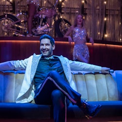 A still from the final season of 'Lucifer,' with Tom Ellis starring in the title role, seen here sin...