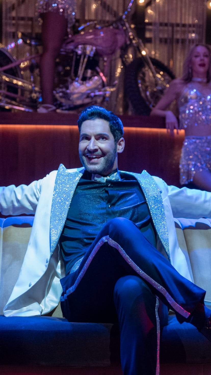 A still from the final season of 'Lucifer,' with Tom Ellis starring in the title role, seen here sin...
