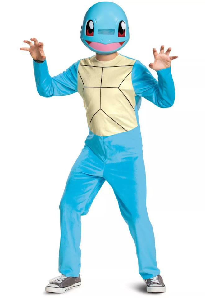 Child posing in Squirtle costume