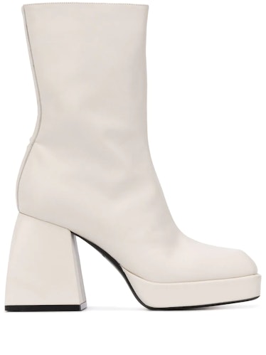 White square-toe heeled boots from Nodaleto, available to shop on Farfetch.