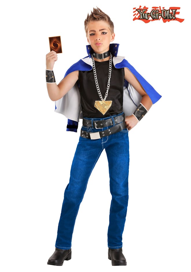Boy posing in YuGi costume