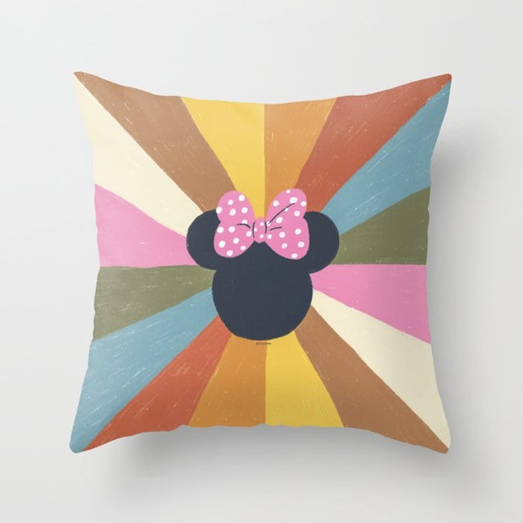 This Society6 x Disney Minnie Mouse Collection throw pillow is super colorful. 
