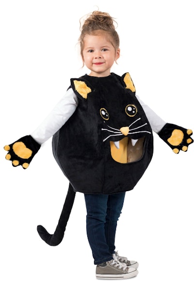 Child dressed in a cat costume you can feed candy