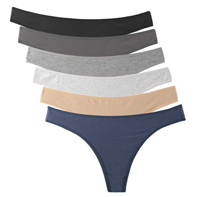 ELACUCOS Cotton Thongs (6-Pack)