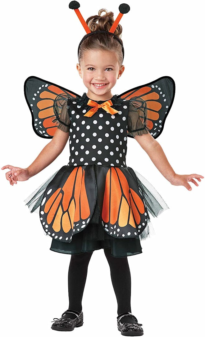 Toddler girl dressed in a butterfly costume