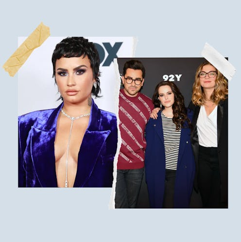 Demi Lovato direct messaged Emily Hampshire from 'Schitt's Creek' (pictured here with Dan Levy and A...