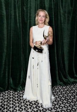 Gillian Anderson with her Emmy award for 'Outstanding Supporting Actress for a Drama Series', at the...