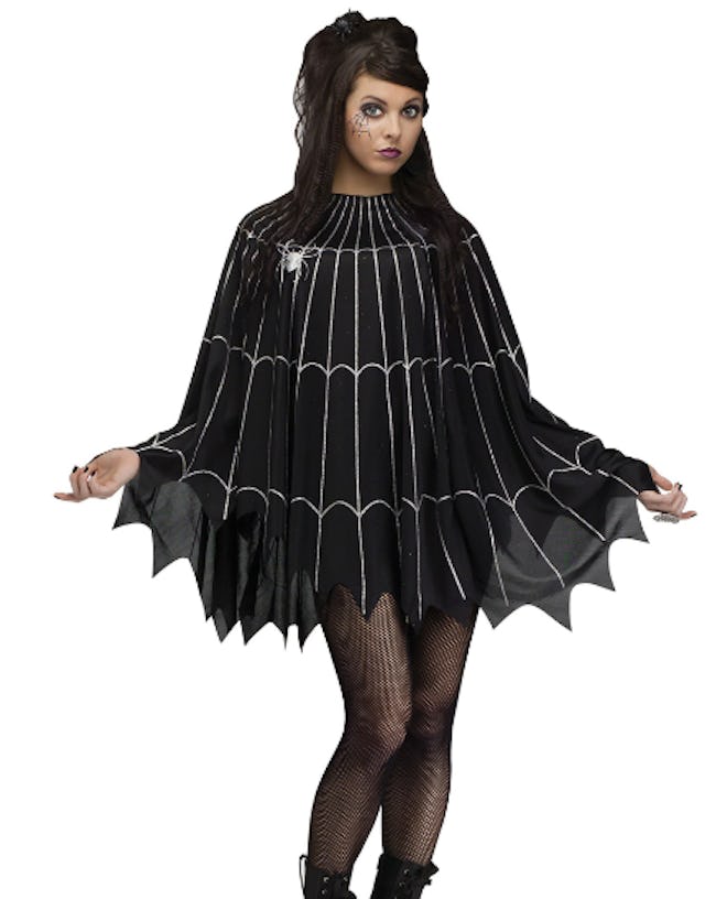 Woman wearing a web costume