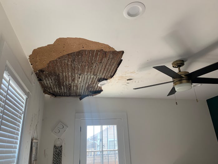 Photo of Hurricane Ida ceiling storm damage