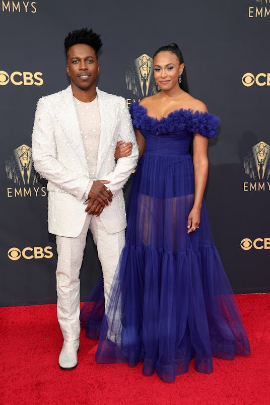 Leslie Odom Jr. and Nicolette Robinson at the 2021 Emmys.