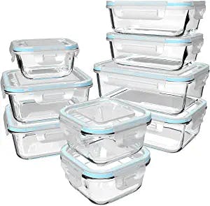 S Salient Glass Food Storage Containers (18 Pieces)