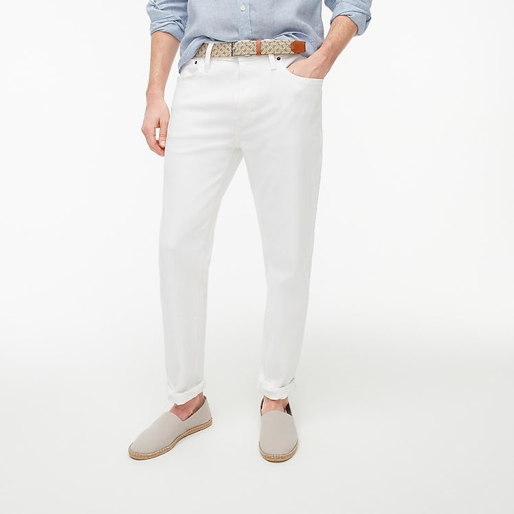Slim fit white denim jeans