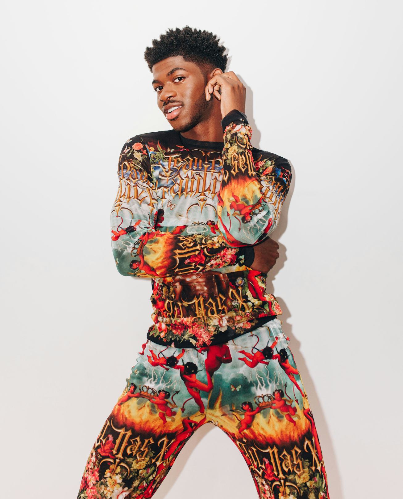 Lil Nas X x Jean Paul Gaultier mesh top collaboration