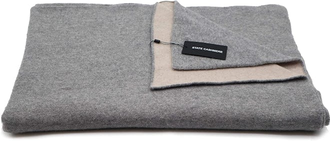 State Cashmere Reversible 100% Cashmere Throw Blanket