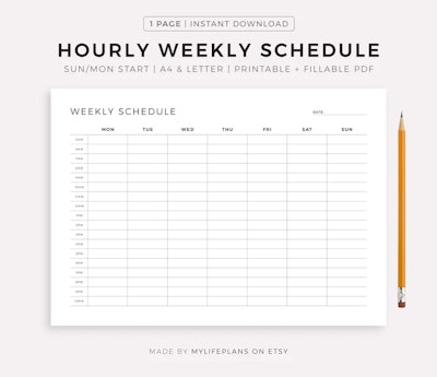 printable hourly schedule