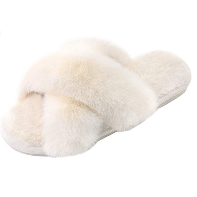 Parlovable Cross Band Plush Slippers