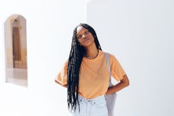 young woman with long braids