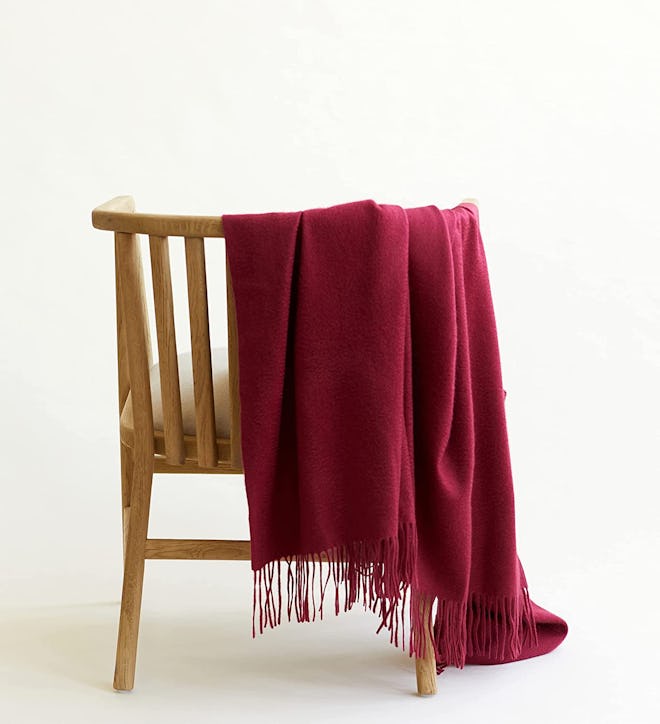 State Cashmere 100% Pure Cashmere Fringe Throw Blanket