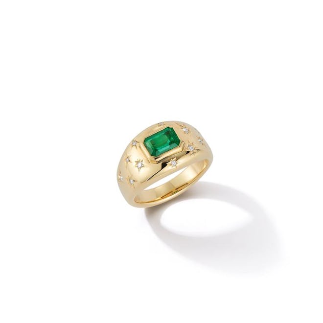 Anniversary Emerald and Diamond Gypsy engagement ring from Jemma Wynne.