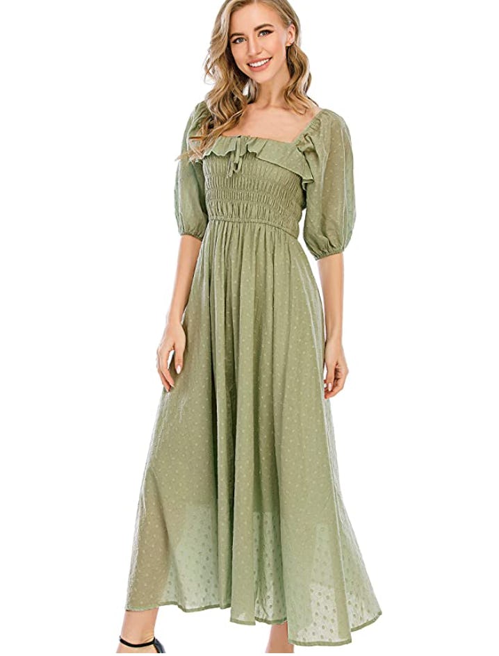 R.Vivimos Ruffled A Line Maxi Dress