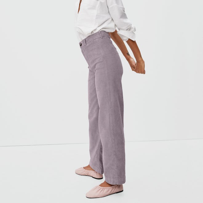wide leg corduroy pant from sustainable brand, everlane