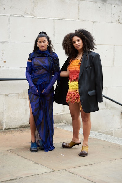 Street style at London Fashion Week Spring 2022.