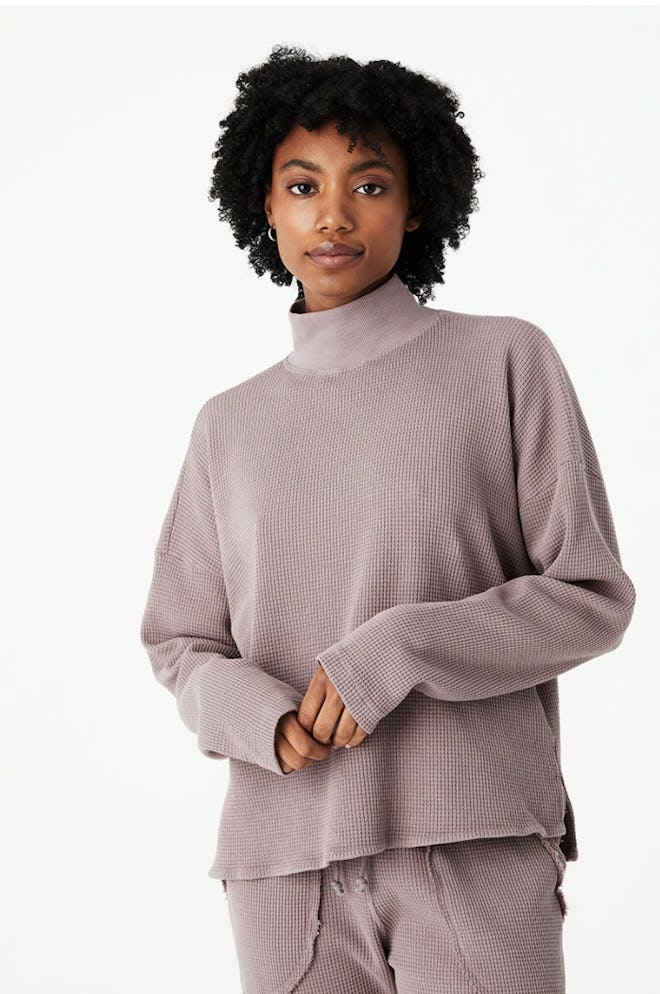 waffle turtle neck shirt from sustainable brand back beat co.