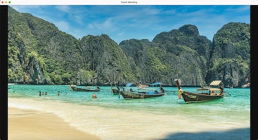 This beach Zoom background features the Phi Phi Islands in Thailand.
