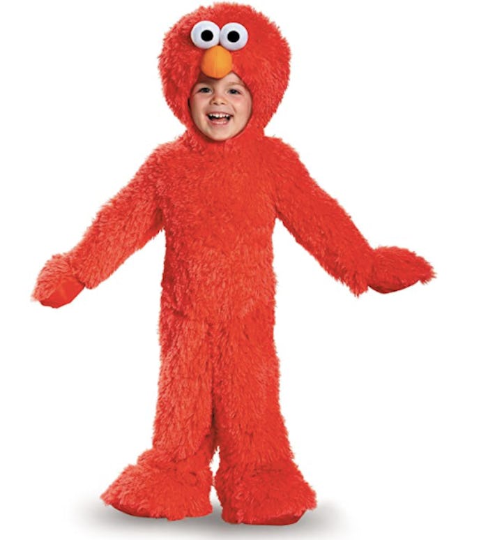 Child wearing an Elmo costume